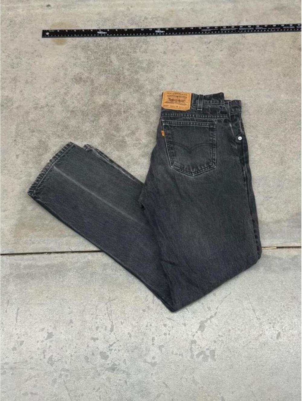 vintage levis 505 made in usa faded black straight leg jeans size 33 x 32
